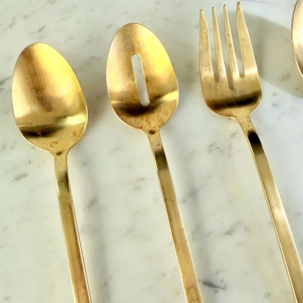 ‼️LAST CHANCE‼️ West Elm Gold Flatware Serving Set, TWO Sets, 5 PIECES